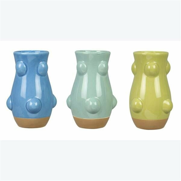 Youngs Ceramic Multicolored Mini Vase, 3 Assorted Color 12050
